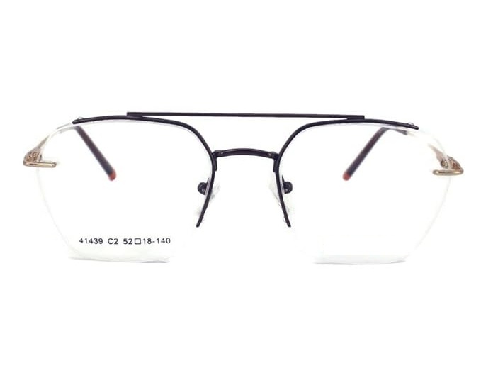 Half Rim Geometric Metal Frame