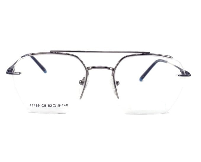 Half Rim Geometric Metal Frame